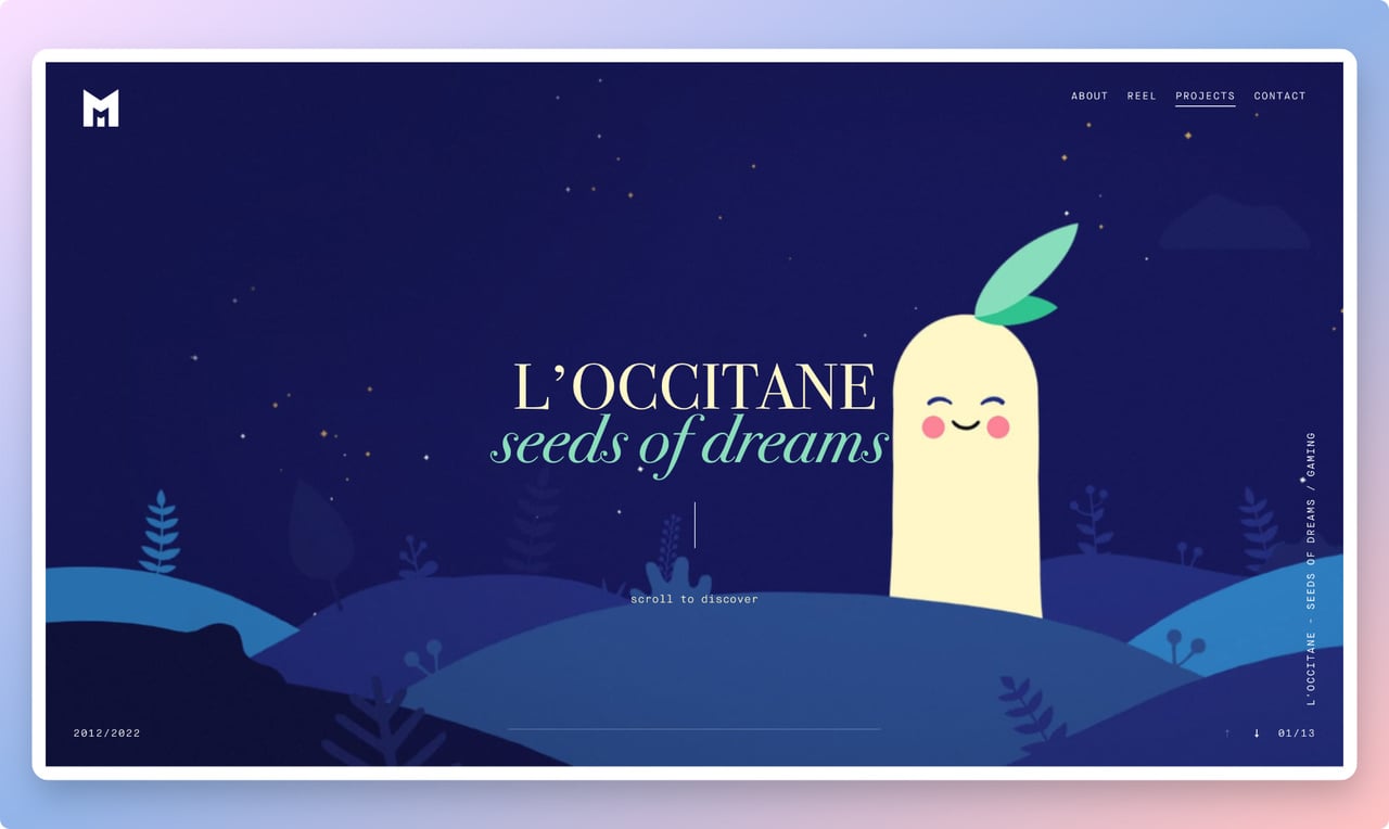 L'Occitane Seeds of Dreams gamification campaign showing an illustration of a sprouting seed