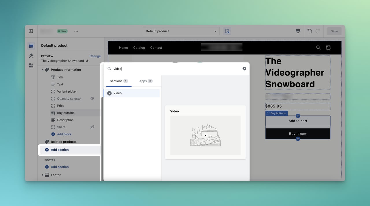 Shopify ürün sayfasına video ekleme