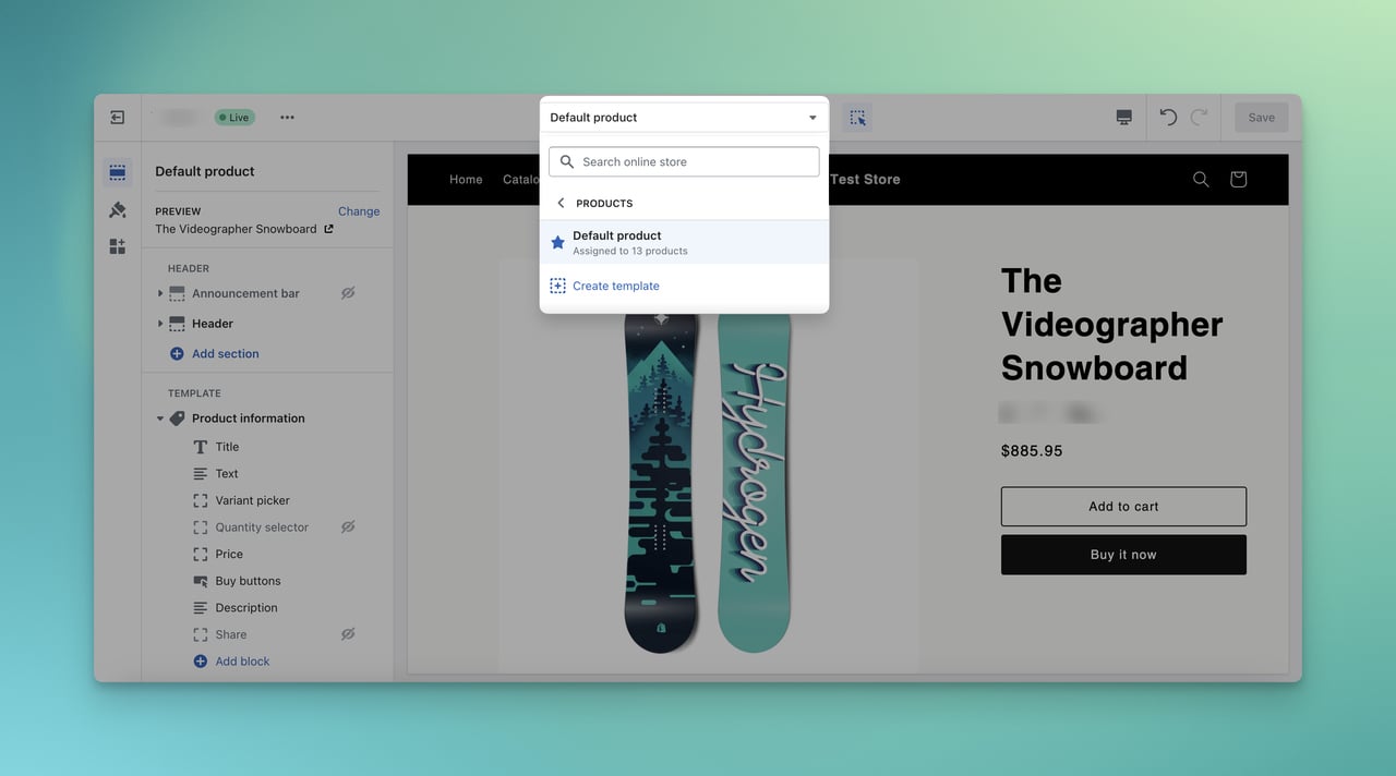 Shopify üzerinde özelleştirme için ürün sayfası arama