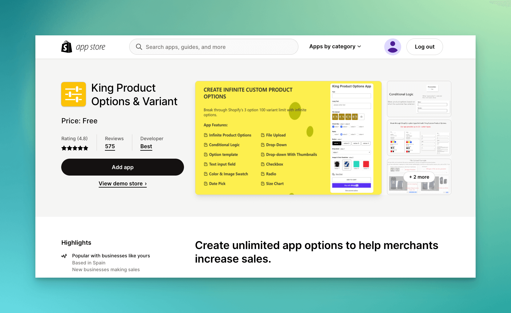 King Ürün Seçenekleri Varyant Shopify uygulaması