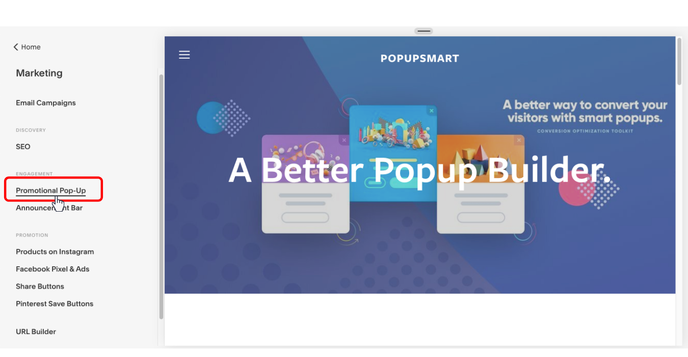 Creating a promotional pop-up window on your Squarespace website
