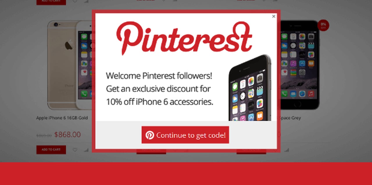 Pinterest popup örneği