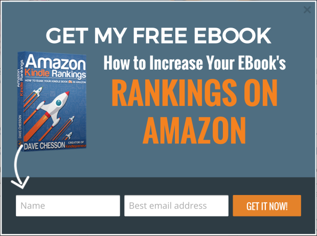 Dikkati harekete geçirici mesaja yönlendirmek için oklar kullanan Kindlepreneur çıkış niyeti pop-up örneği