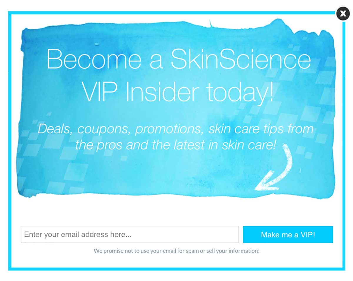 Teklifinde değer sunan Skin Science çıkış niyeti pop-up'ı
