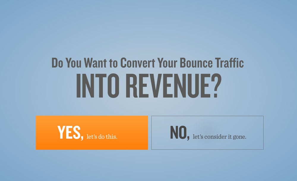 Ziyaretçilerin ayrılmasını önlemek için kayıptan kaçınmayı kullanan Bounce Exchange çıkış niyeti pop-up örneği