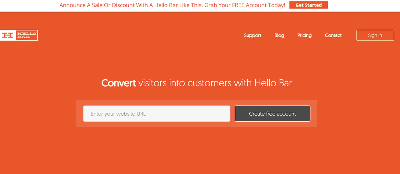 Hello Bar website