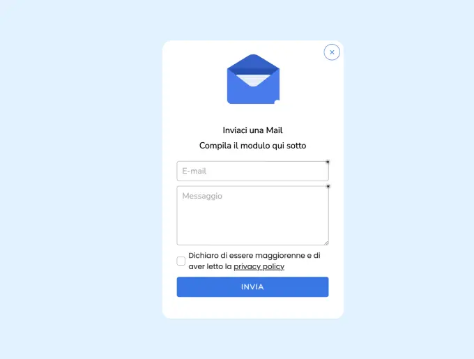 özelleştirilmiş e-posta popup'ı