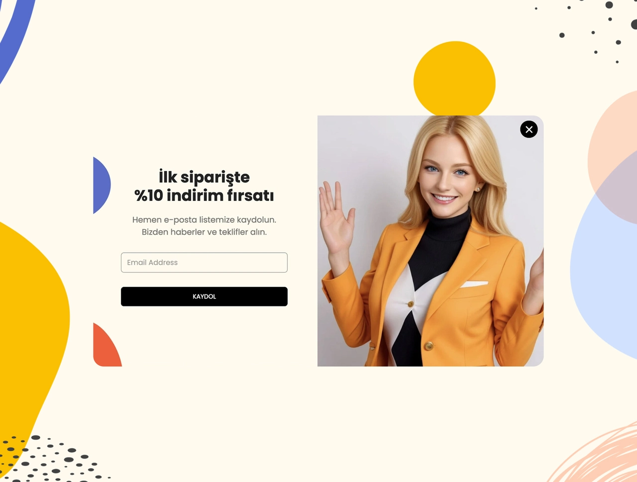 Baskimo first step of a multistep popup campaign that includes form elements
