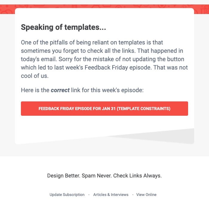 Really Good Emails follow-up apology funny email