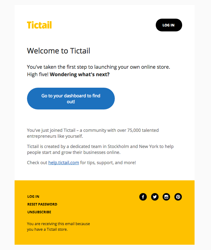 TicTail e-posta kampanyası metni