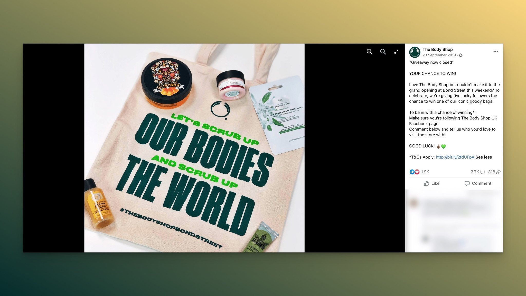 Ürün paketlemesi ile ilgili The Body Shop'un Facebook'taki hediye kampanyasını örnek gösterir görsel