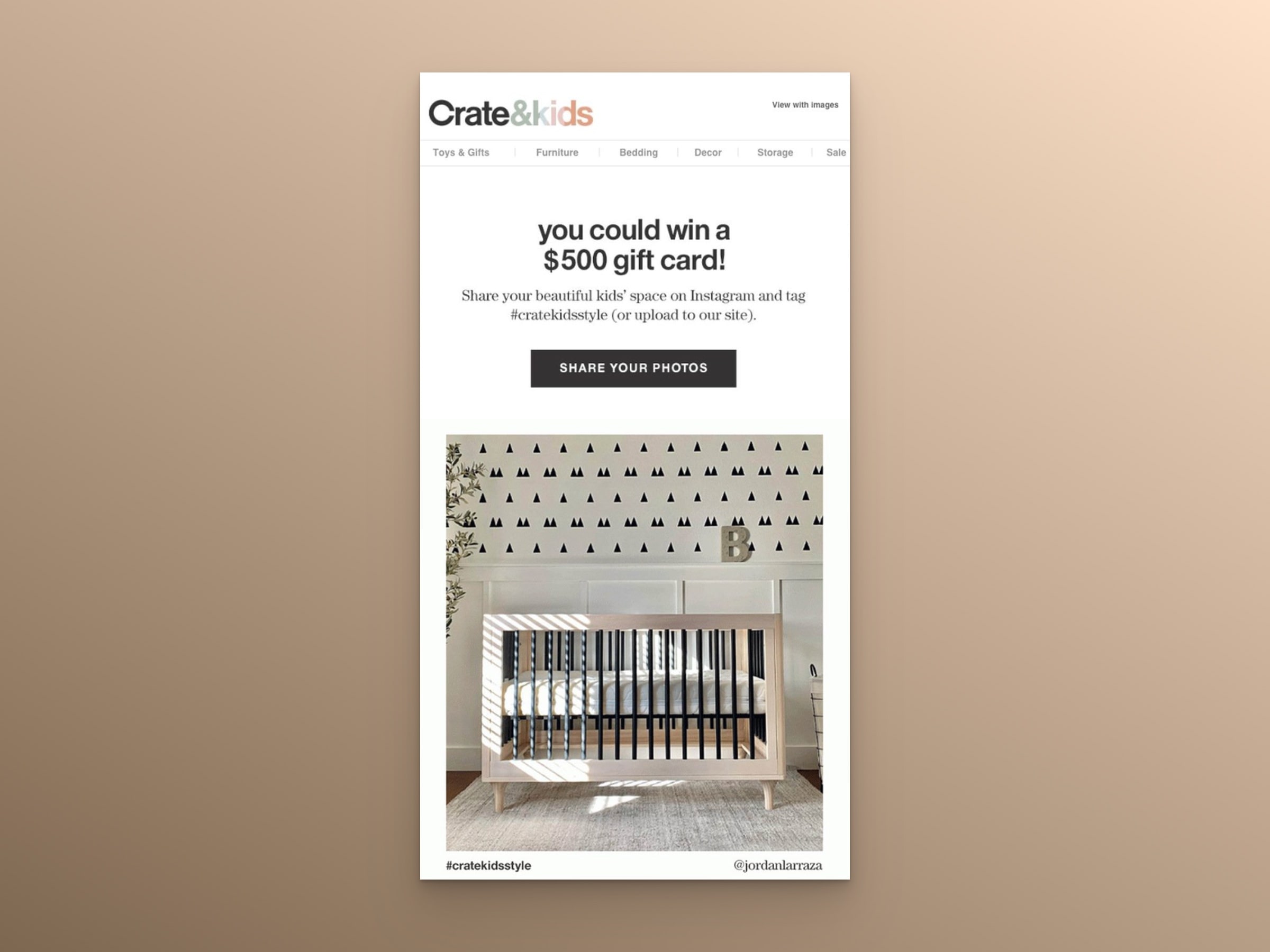 Crate and Kids'in UGC çekiliş e-postası
