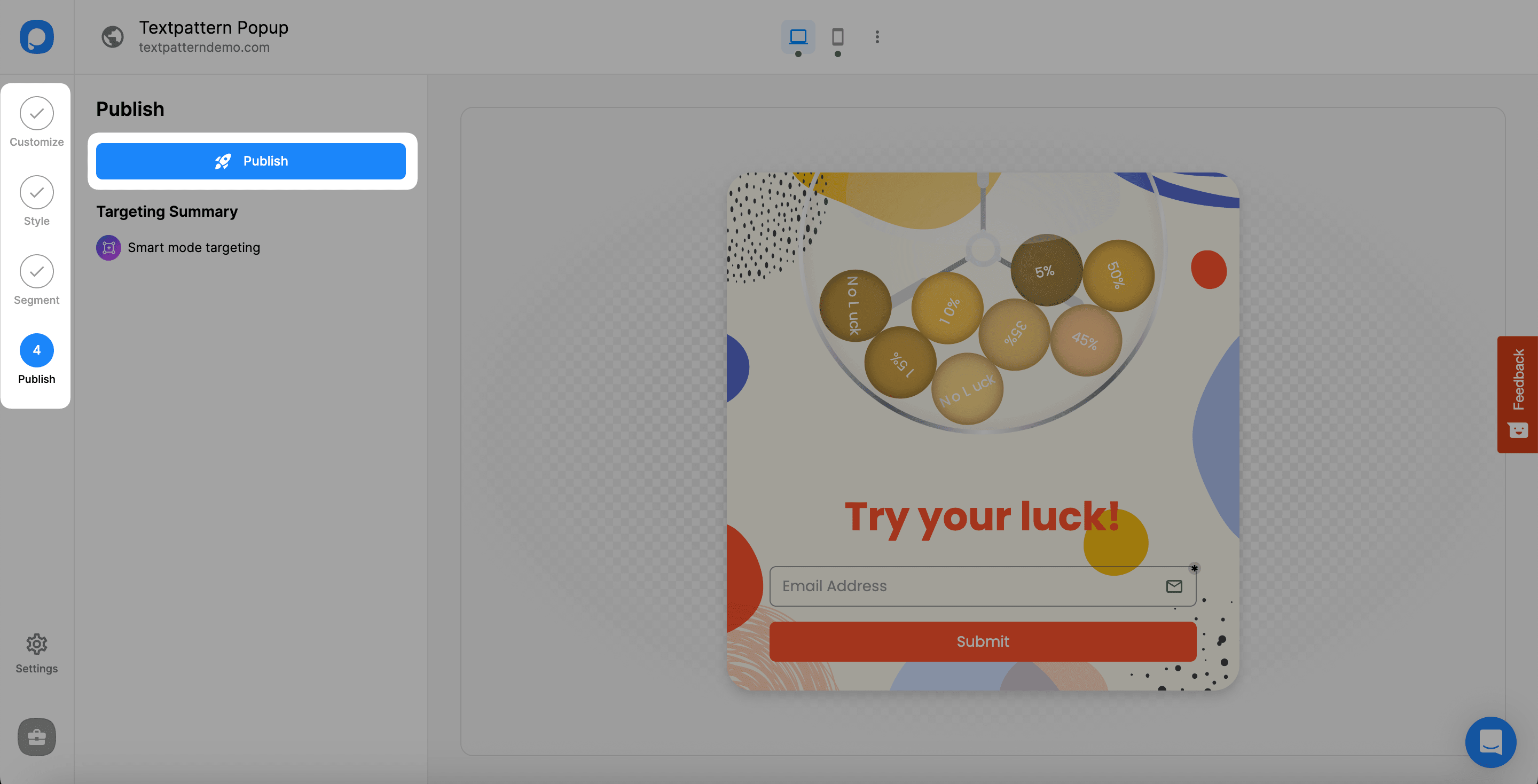 Publishing the Popup Campaign on Popupsmart