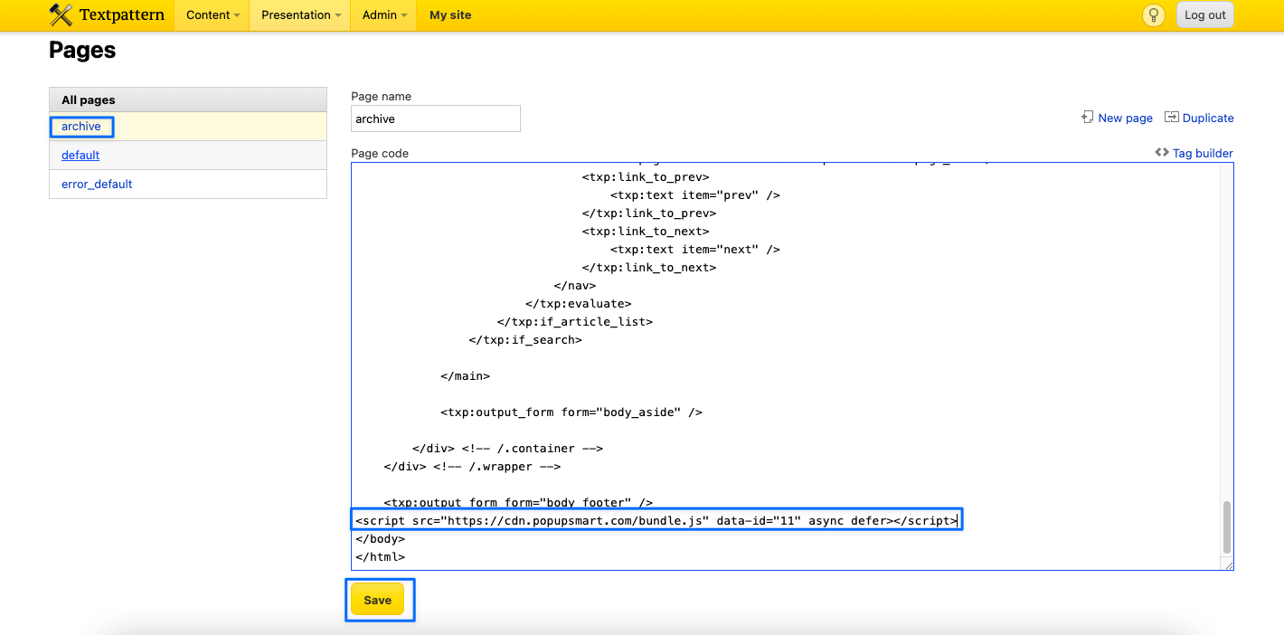 Adding Embed Code to Archive Page on Textpattern CMS