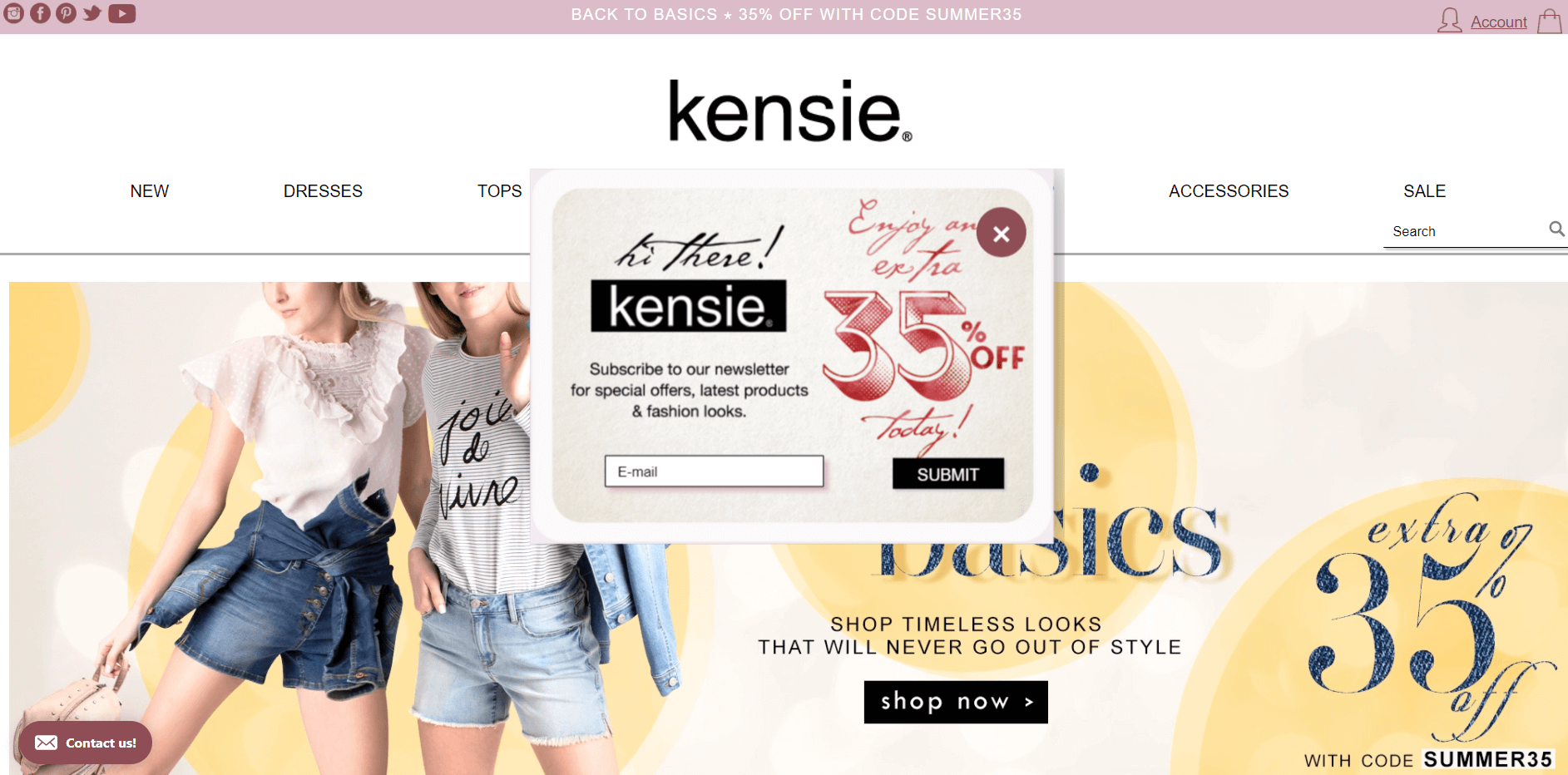 kensie popup örneği