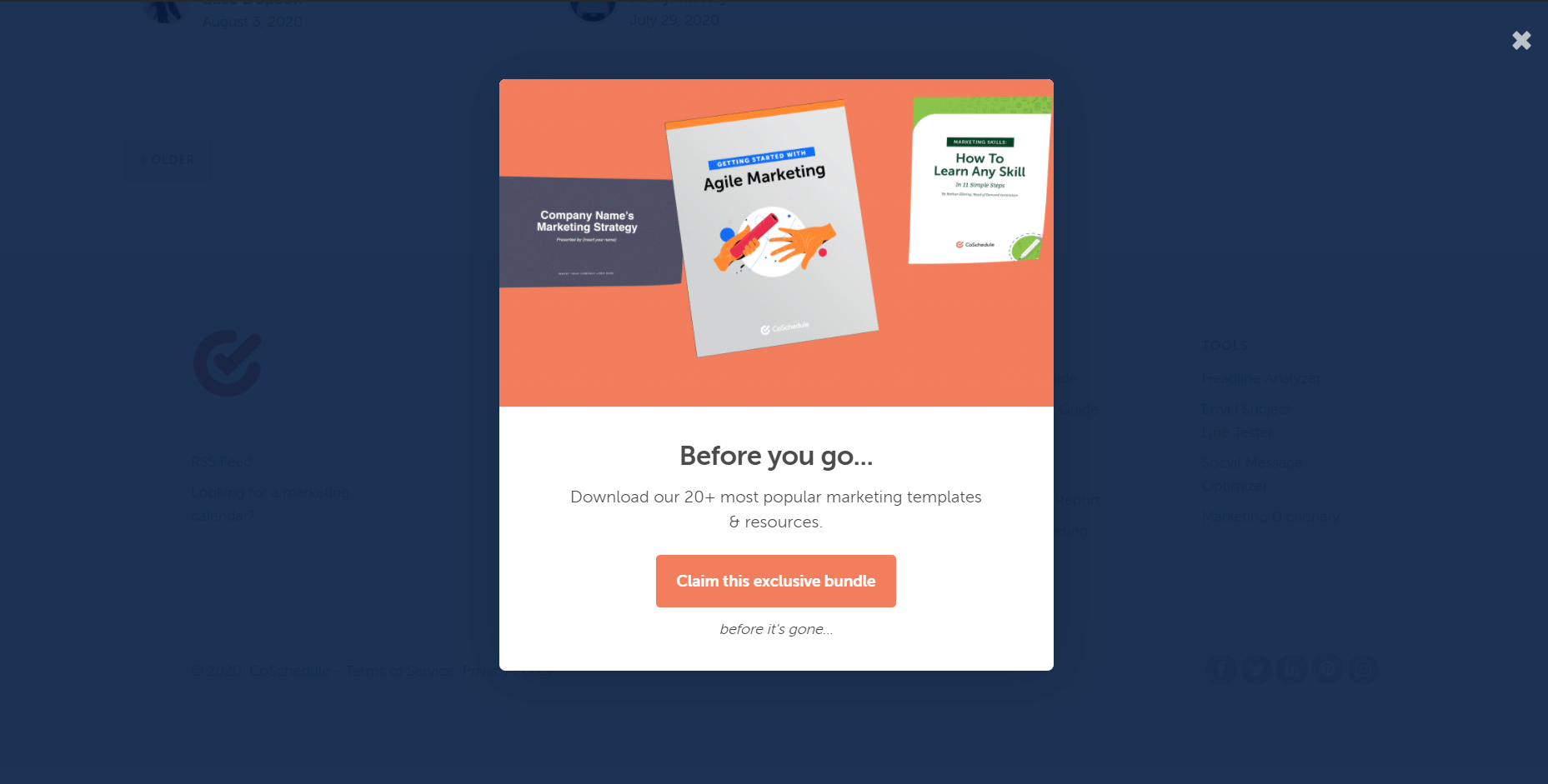 coschedule b2b açılır ilham penceresi
