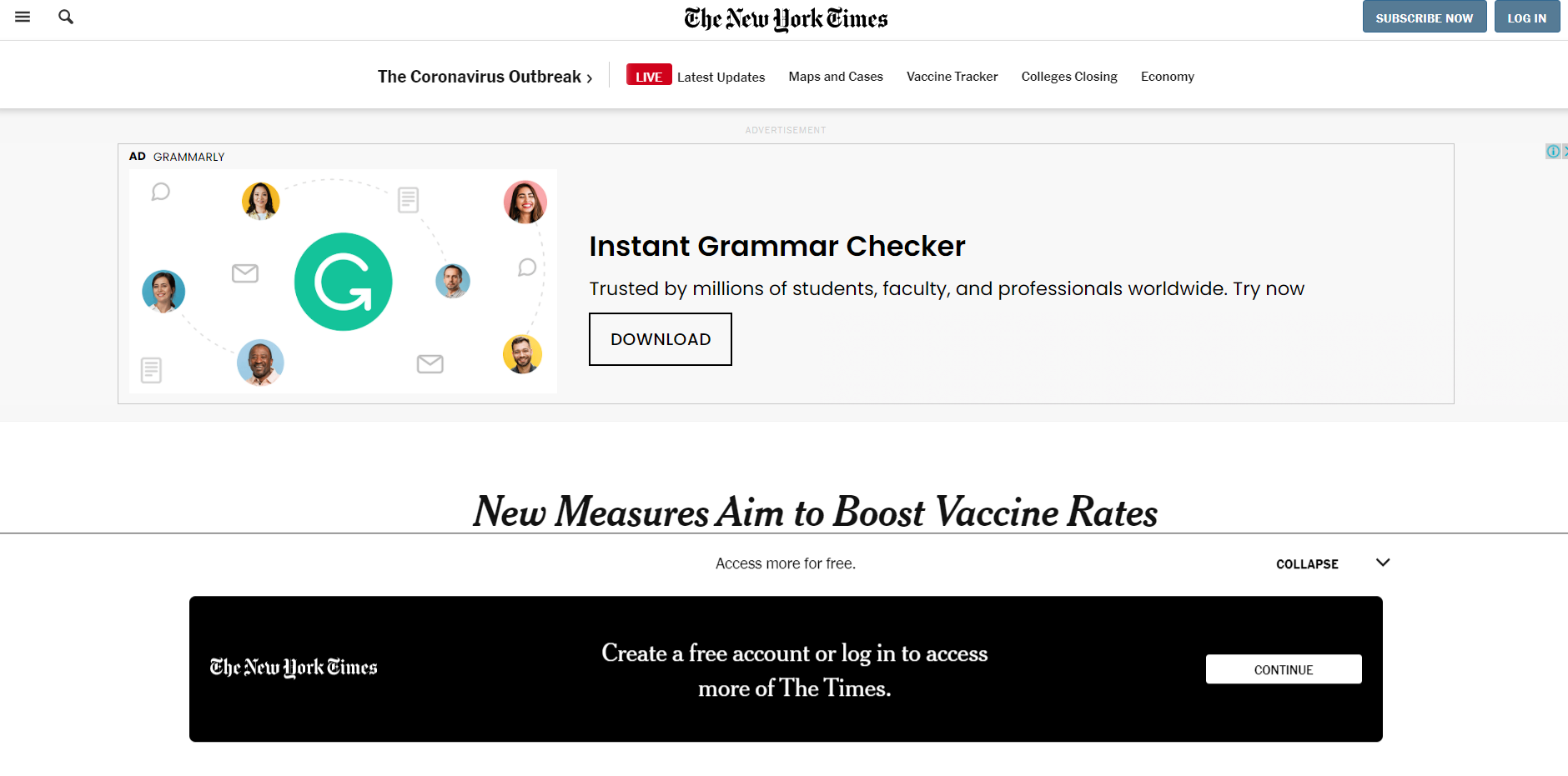 newyorktimes popup örneği