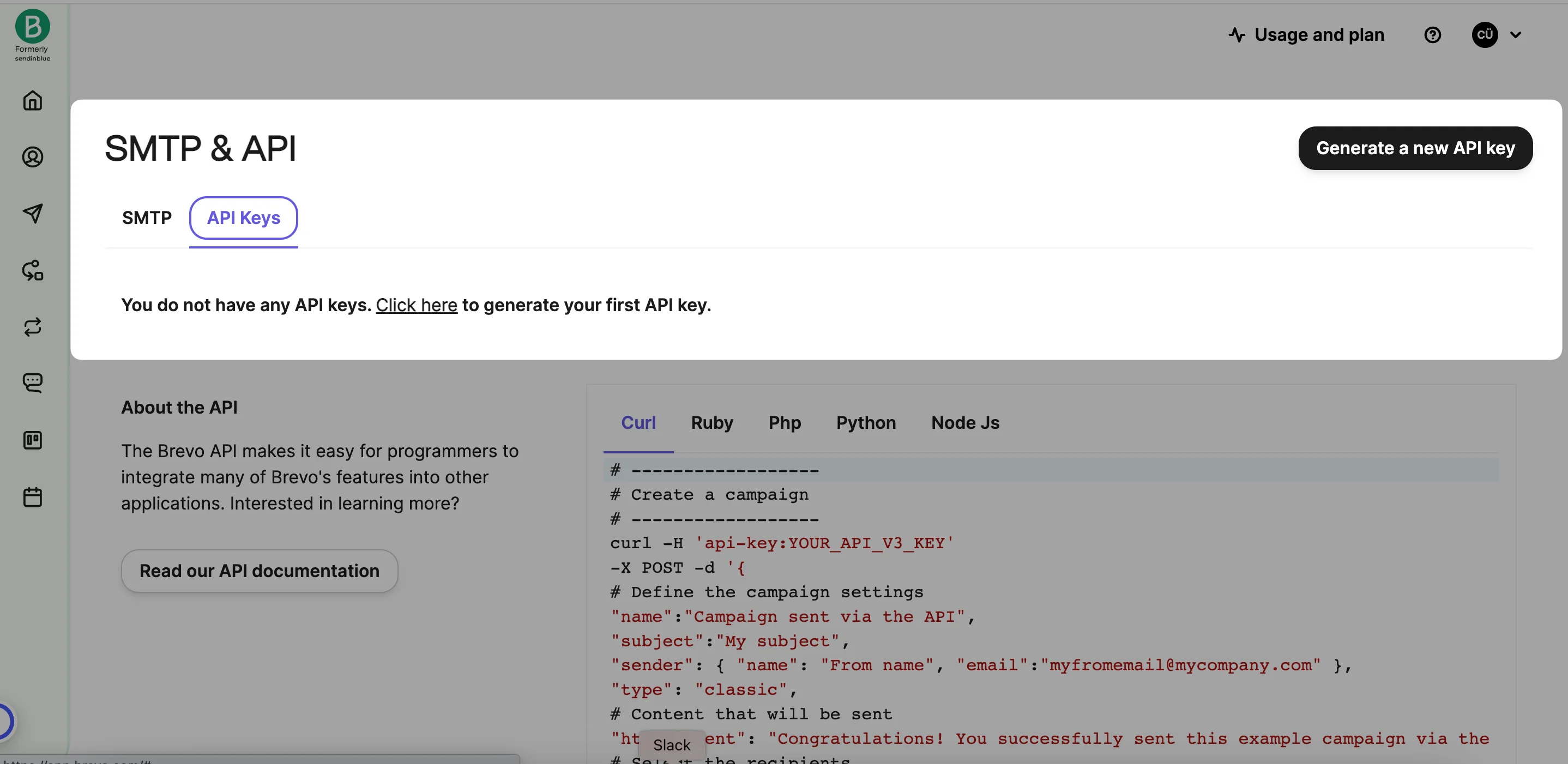 generate new api key