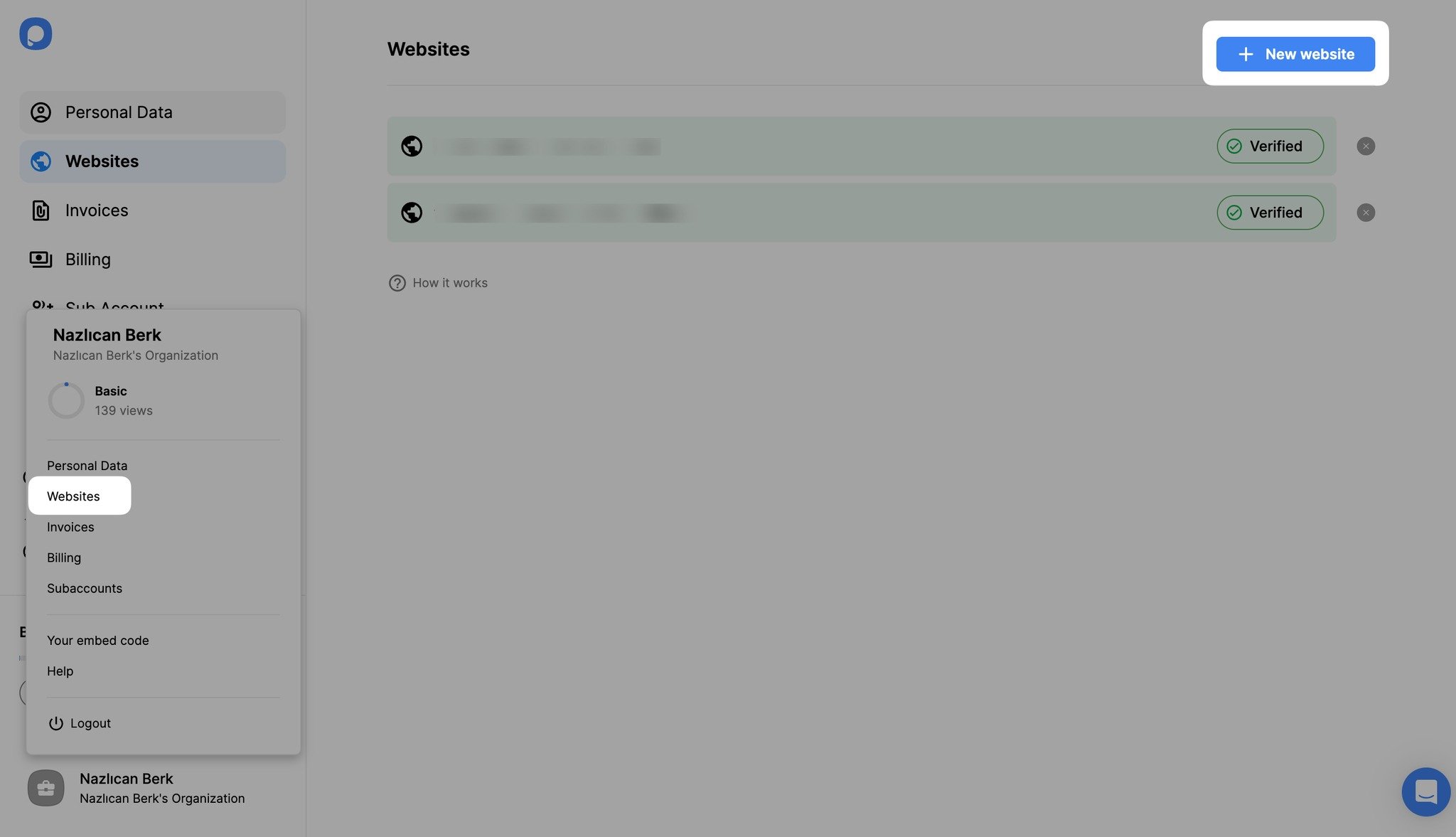 adding new website to popupsmart