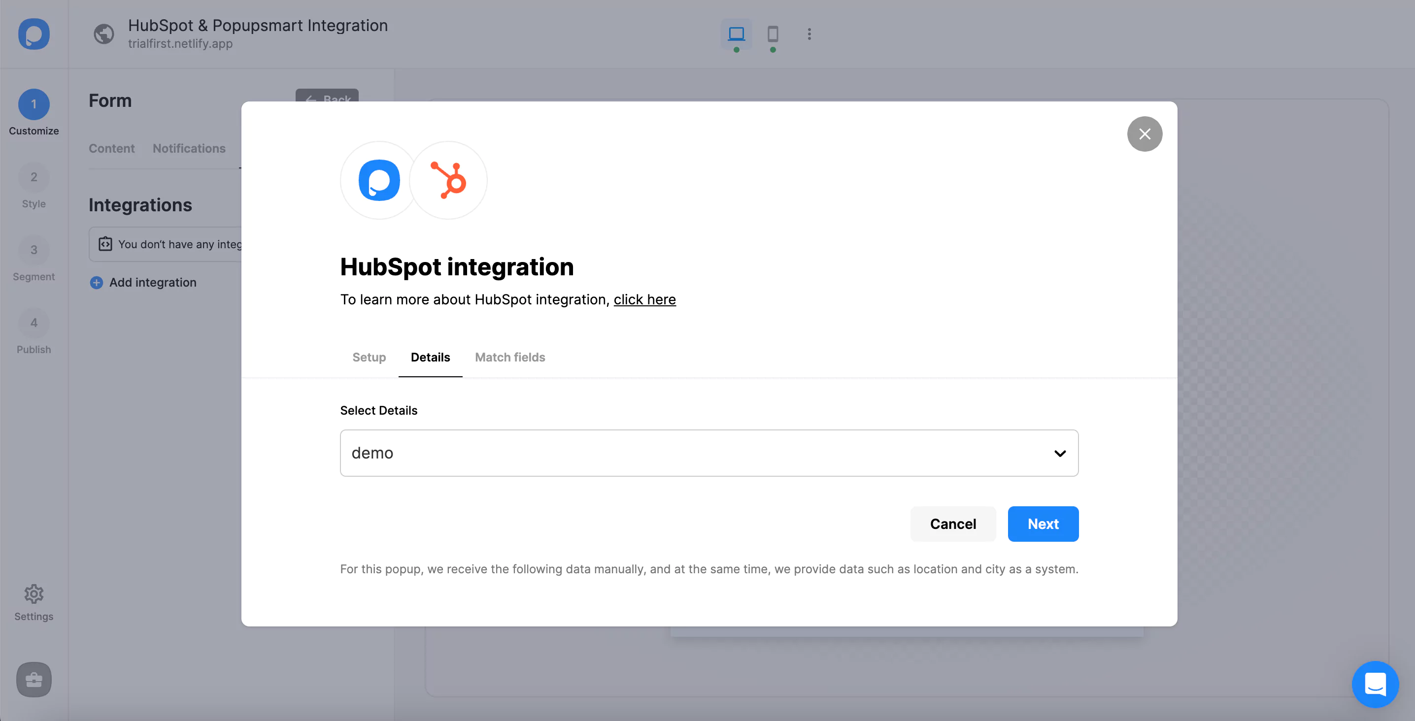 you need to choose your list on HubSpot
