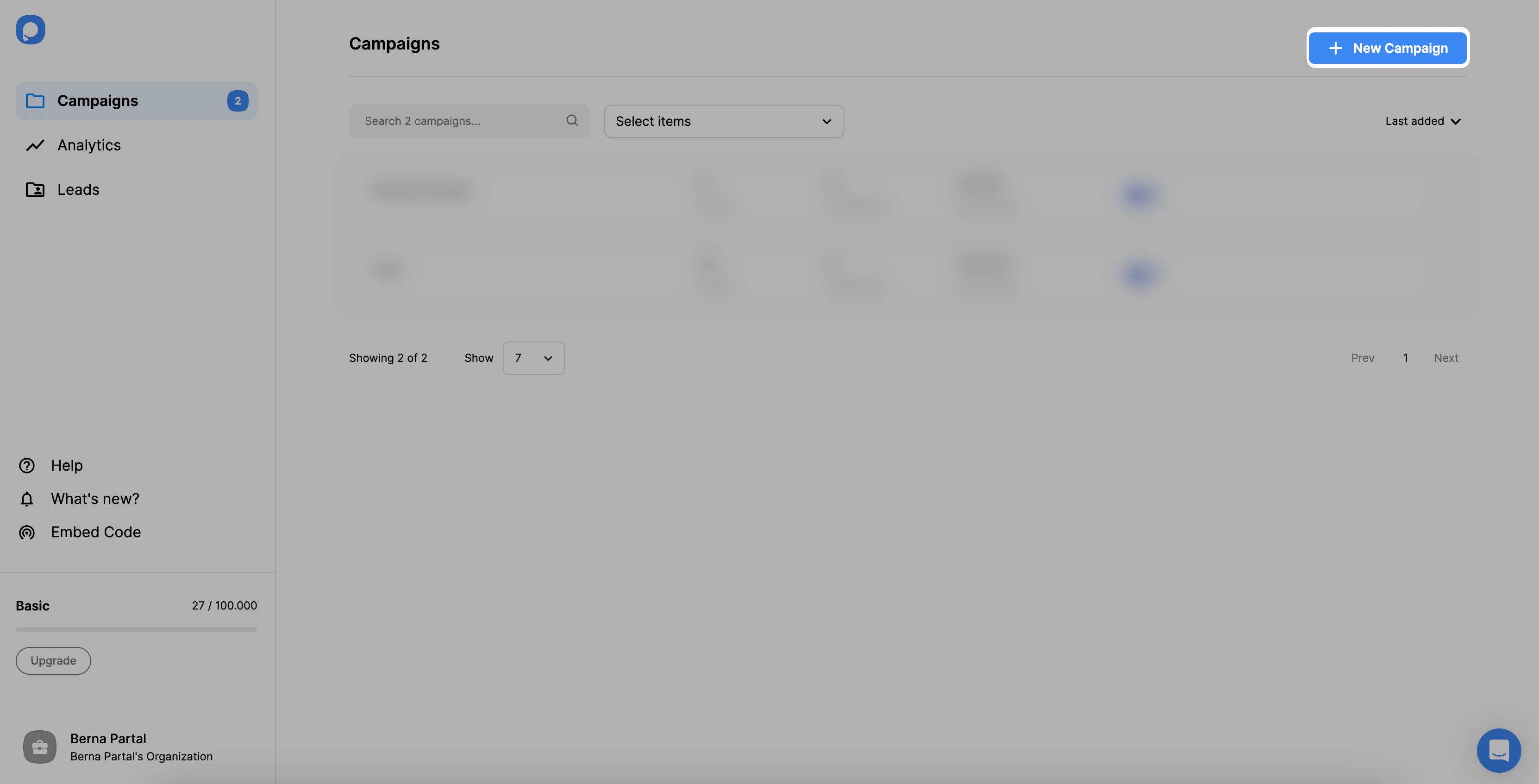 yeni bir popup kampanyası oluşturma