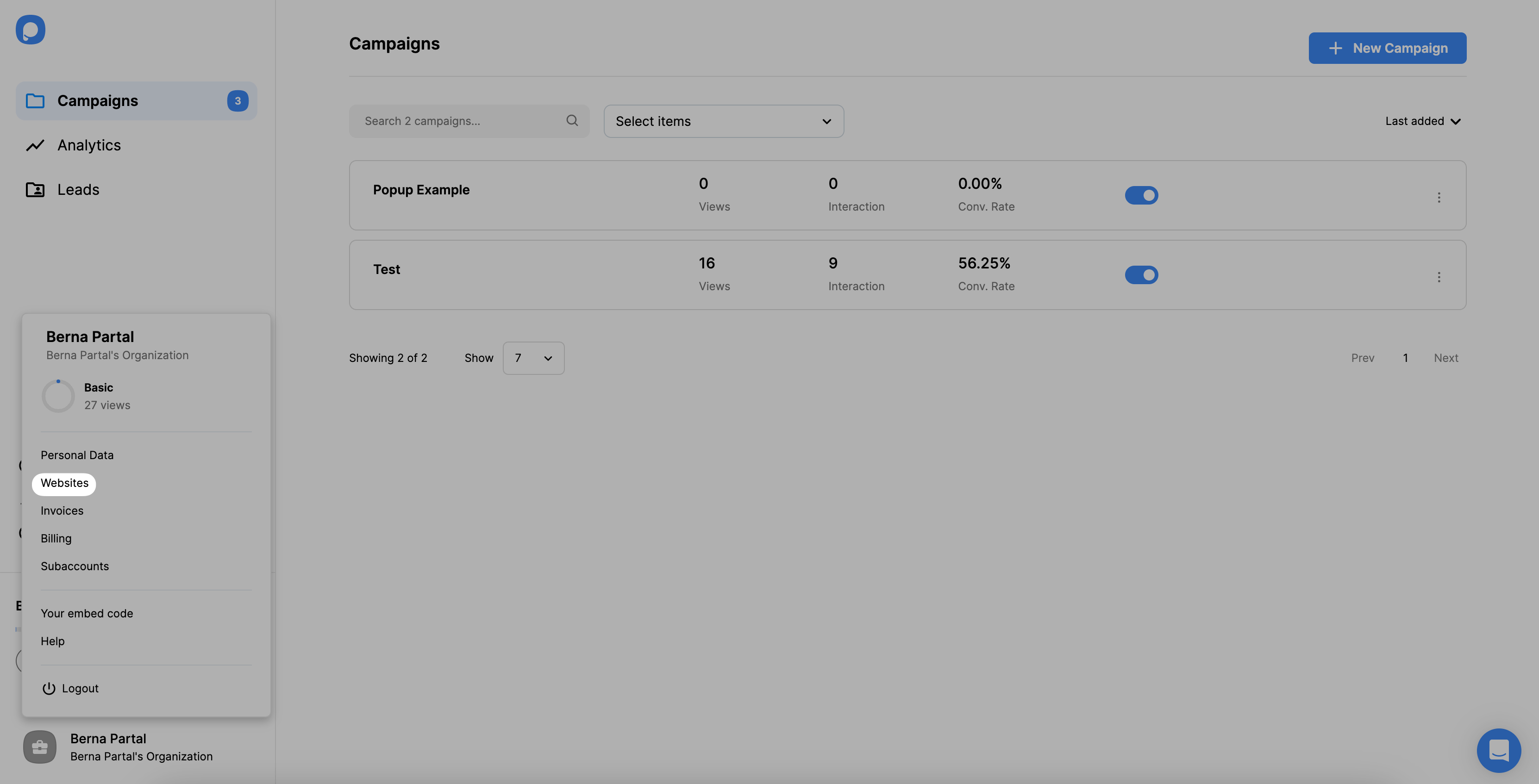 profi̇lde web siteleri bölümü