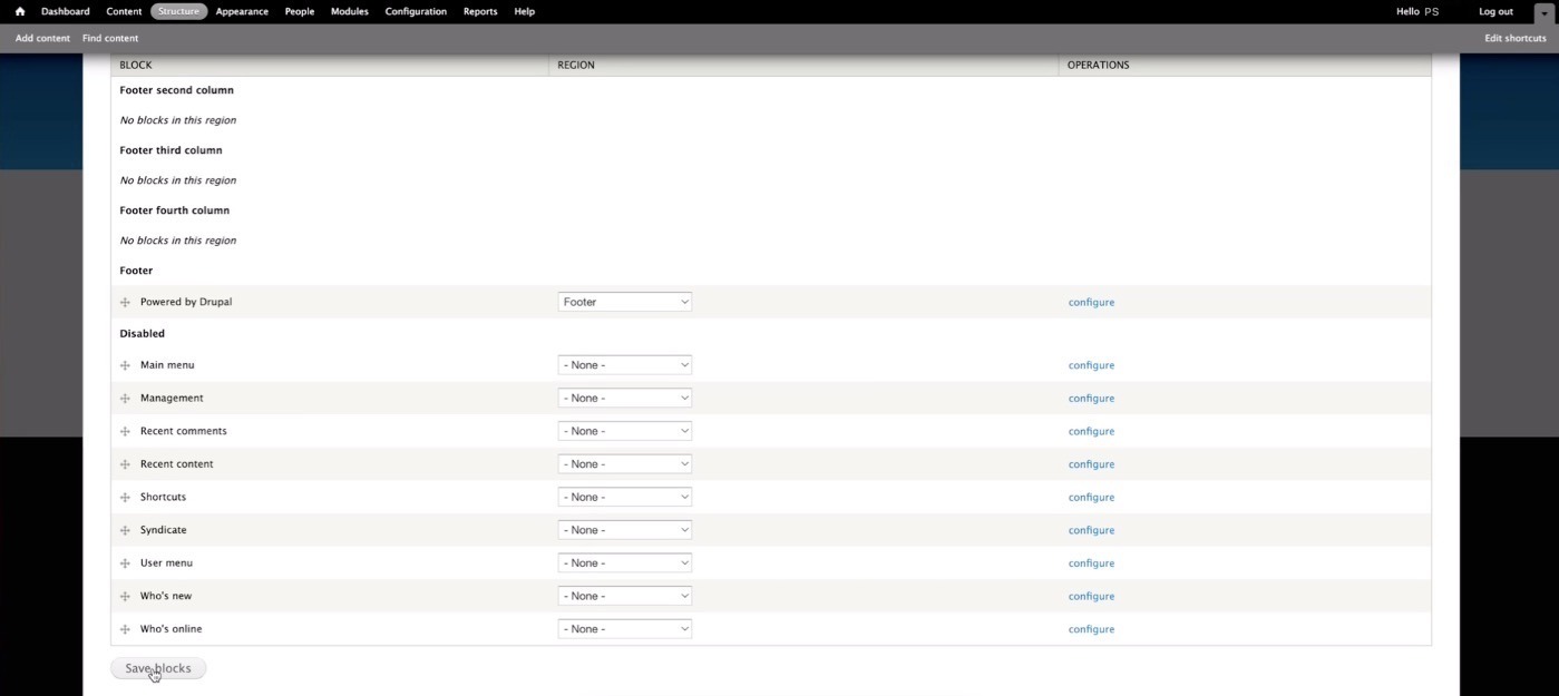 save blocks after header drupal