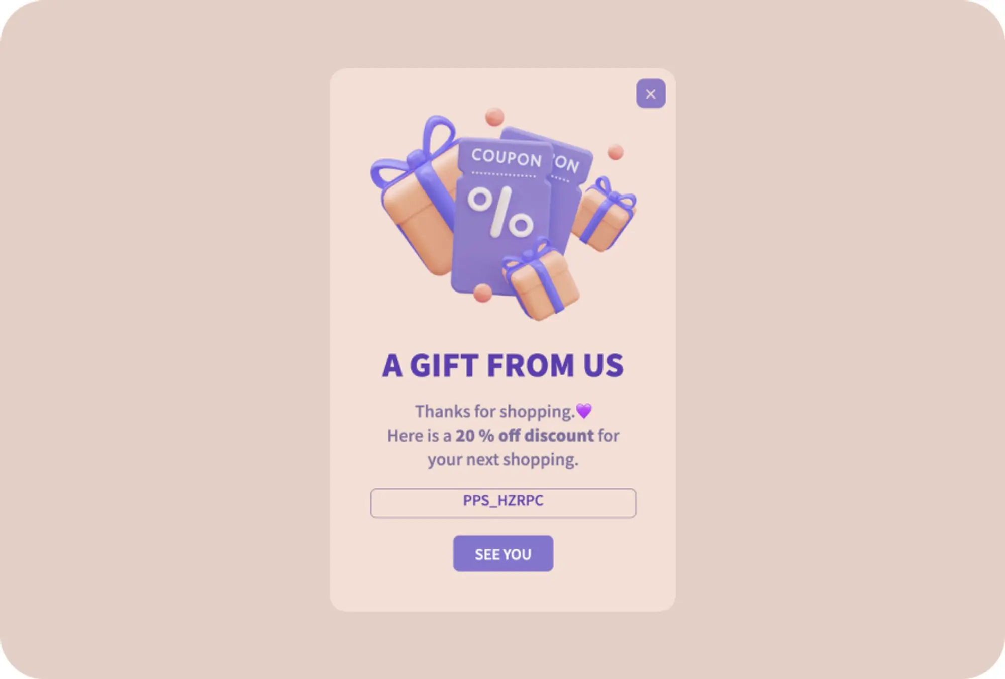 loyalty rewards popup