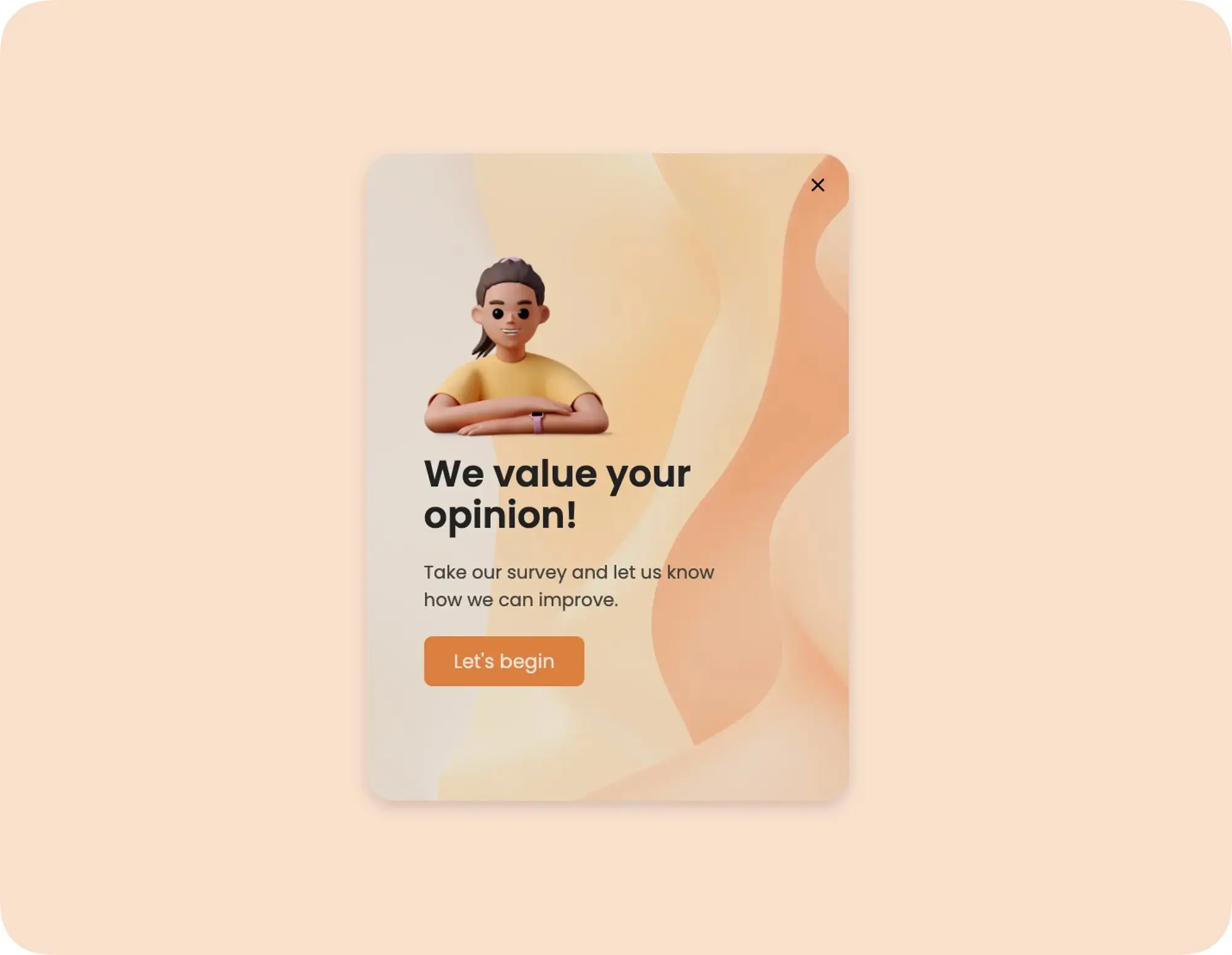müşteri memnuniyeti anketi popup'ı