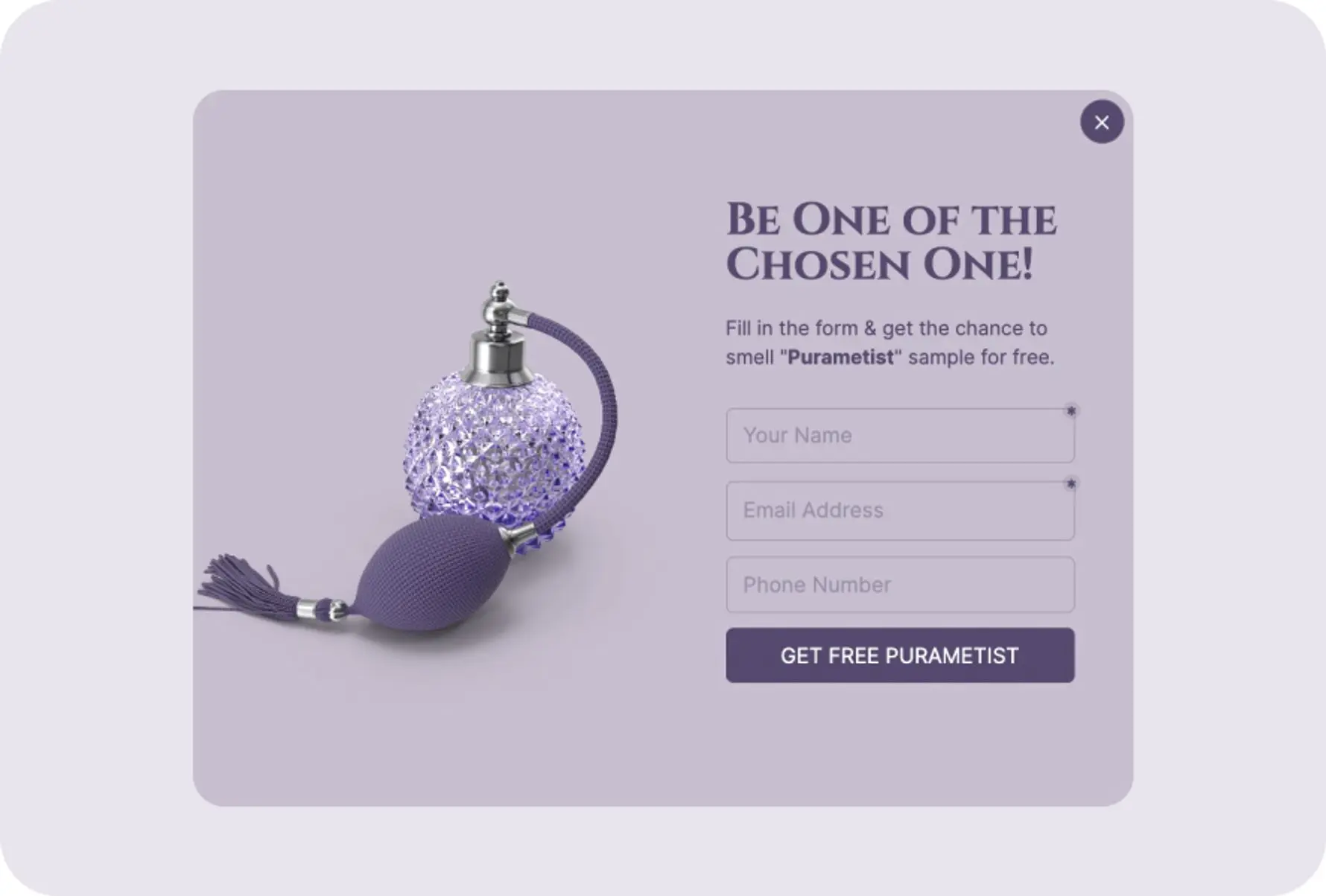 ücretsiz numune siparişi popup'ı