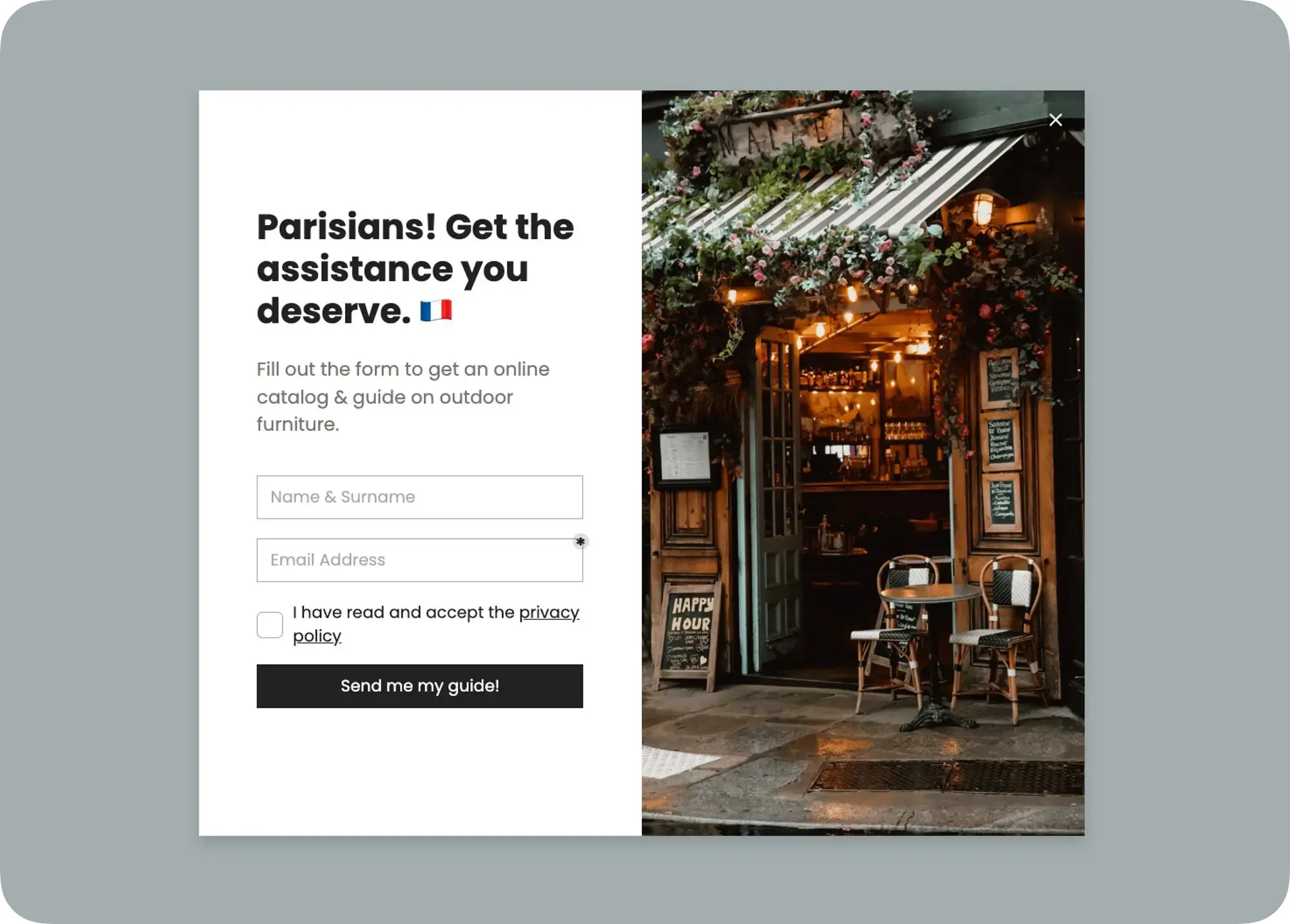 kişiselleştirme ile potansiyel müşteri yakalama popup'ı