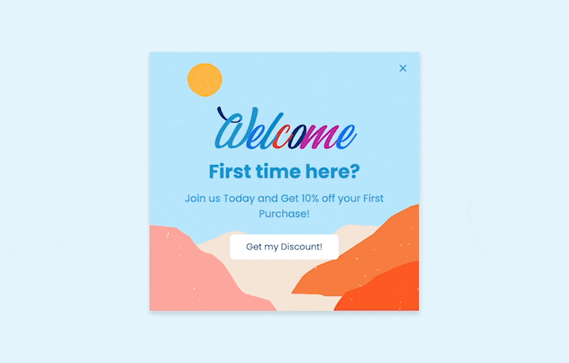 hoş geldin indirim kodu popup'ı