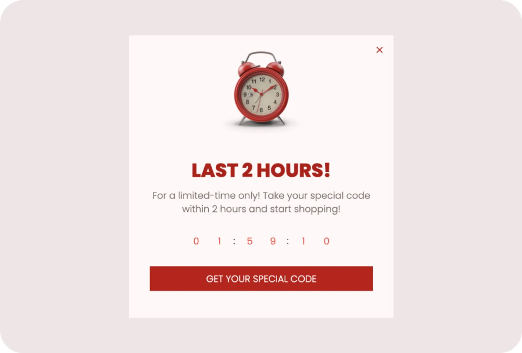 sense of urgency popup