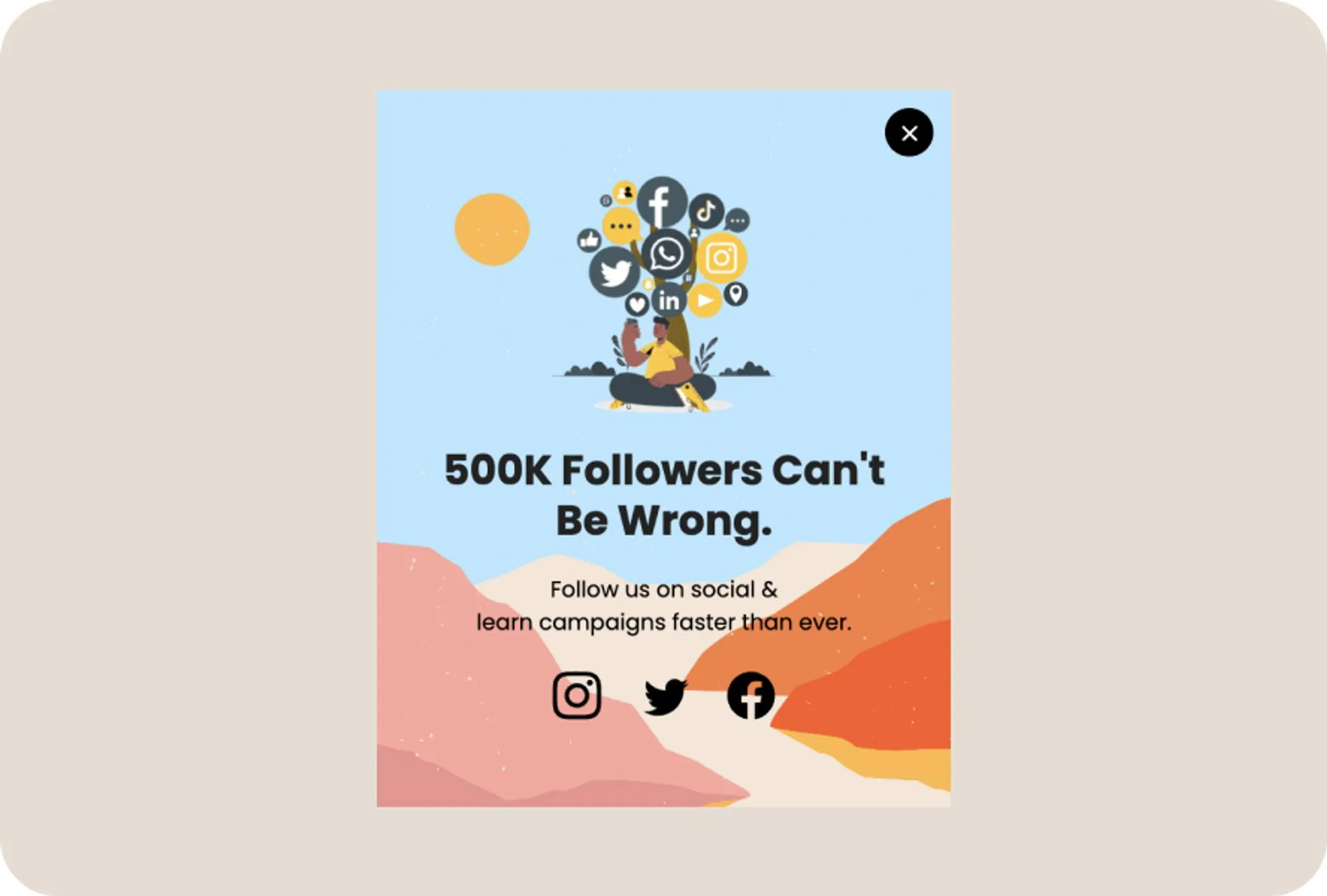 social proof social media popup