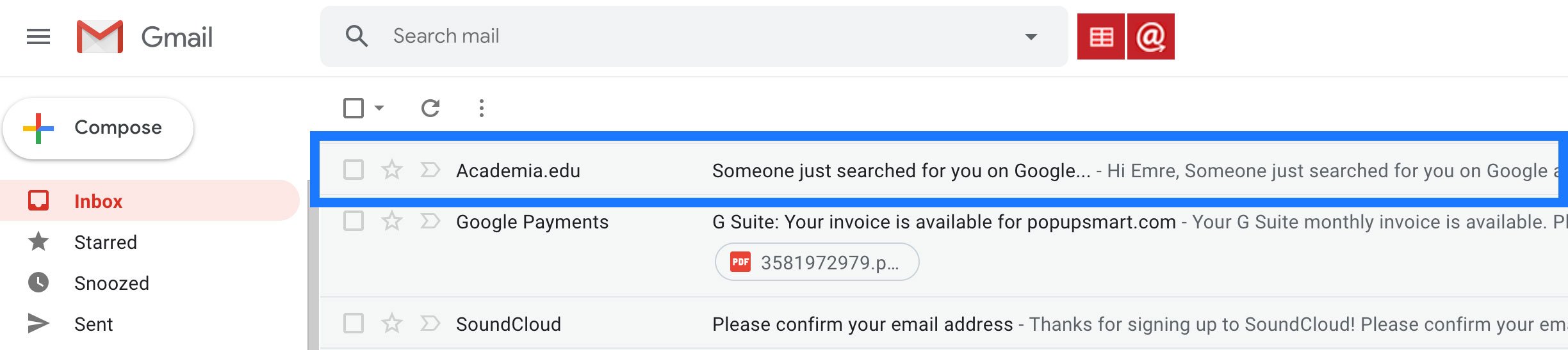 Gmail Email Header Design Example
