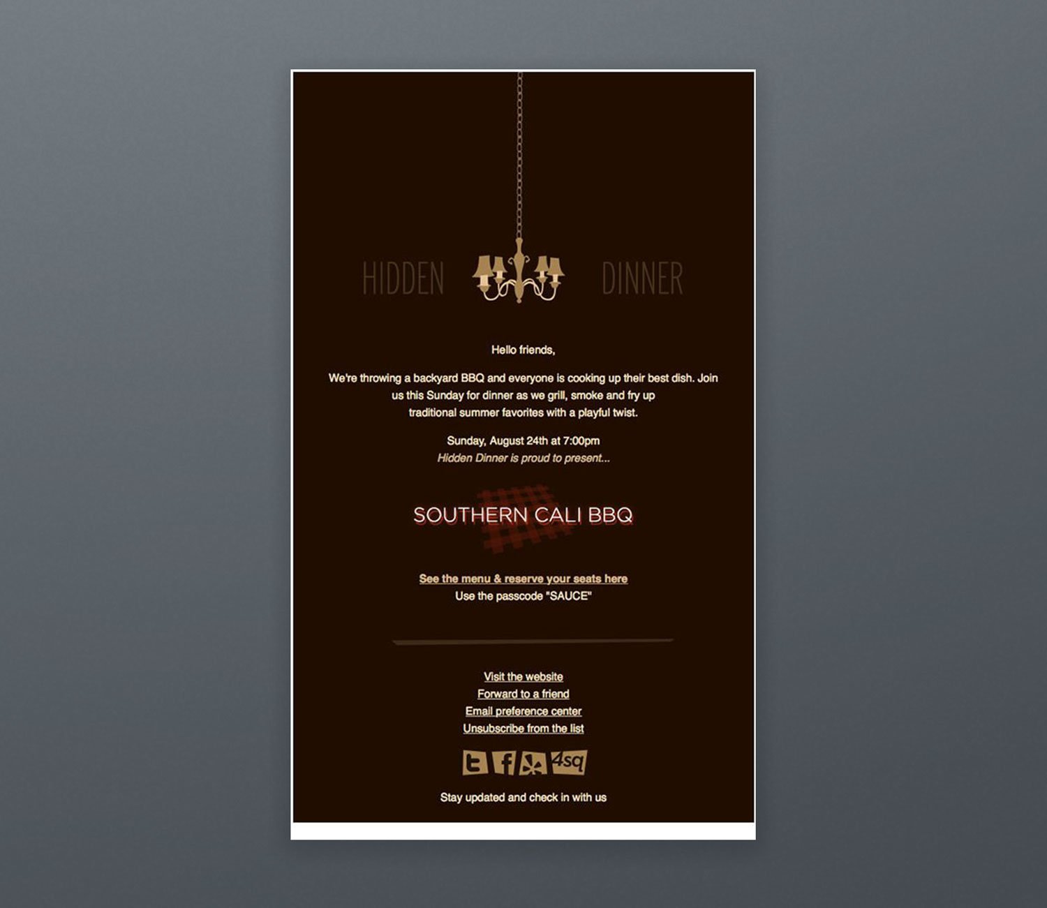 Hidden Diner Event Email