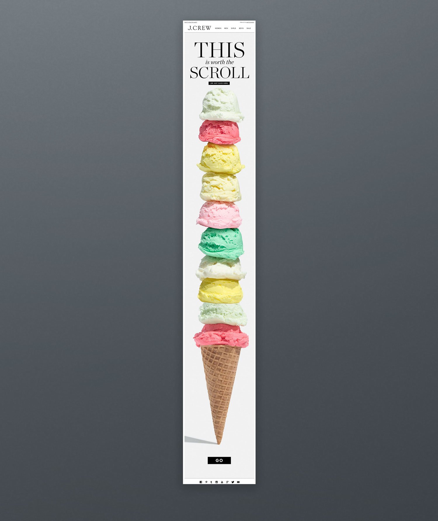 Jcrew icecream email marketing