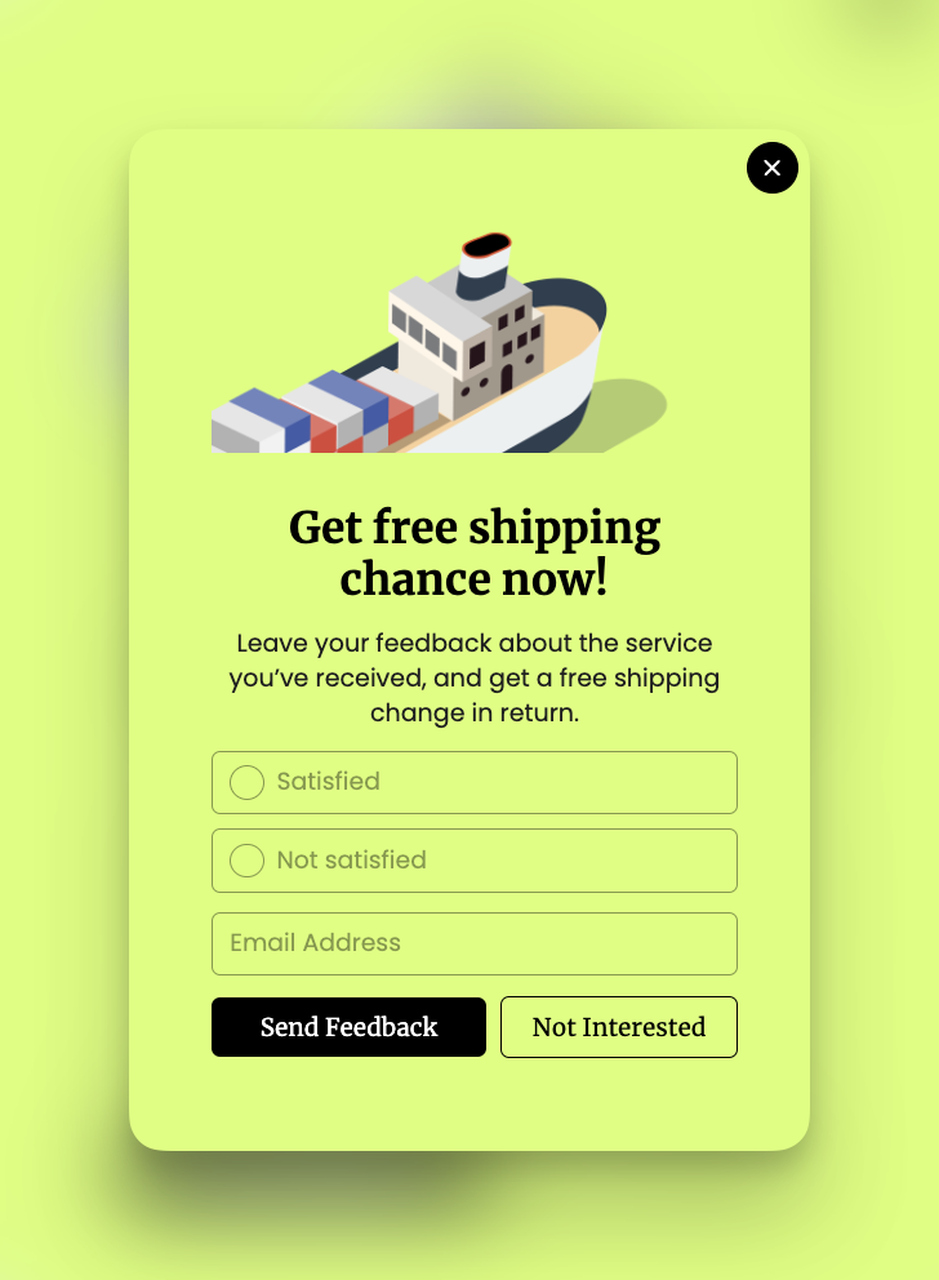 Example of a satisfaction popup survey from Popupsmart