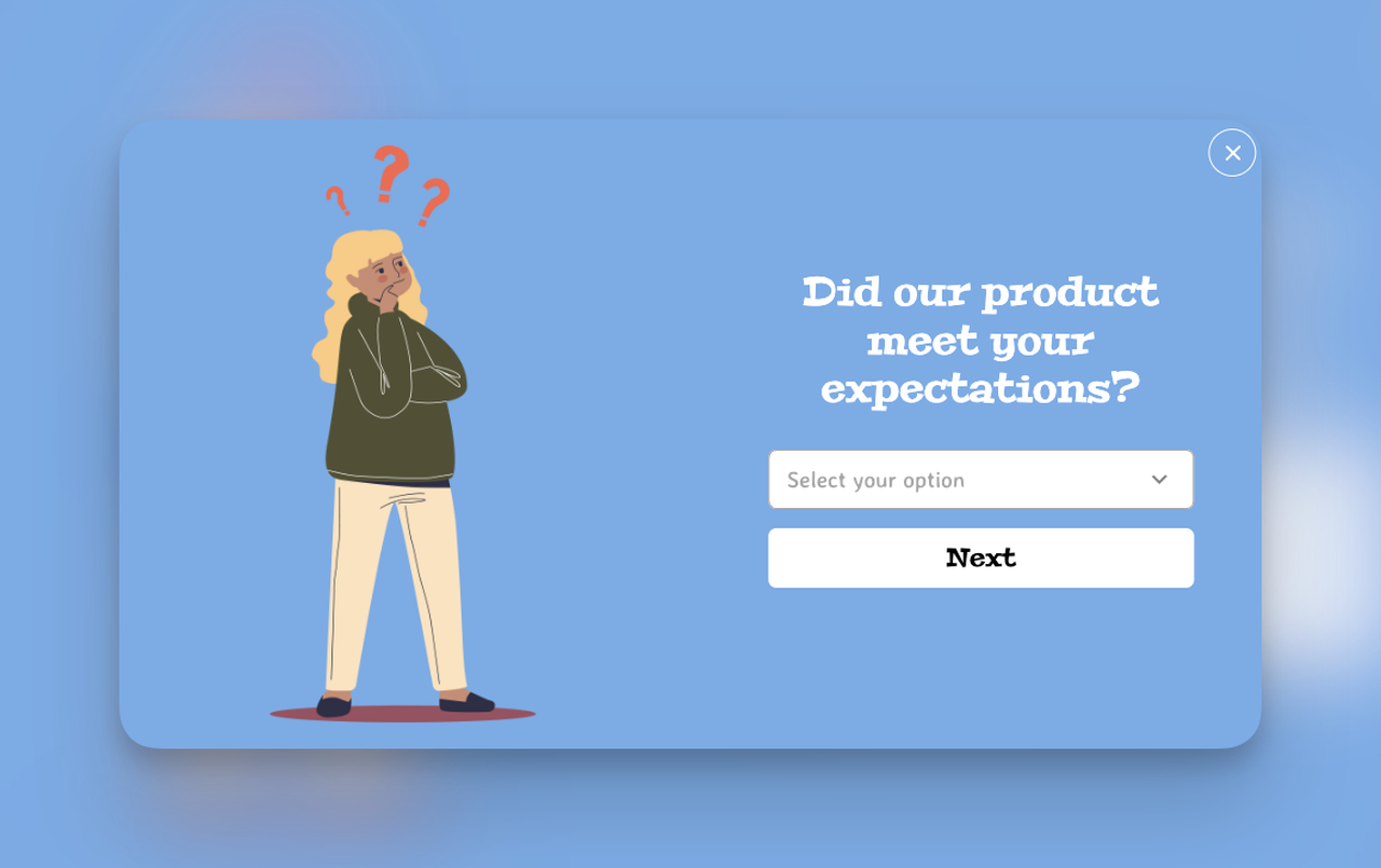 Example of a feedback popup survey from Popupsmart