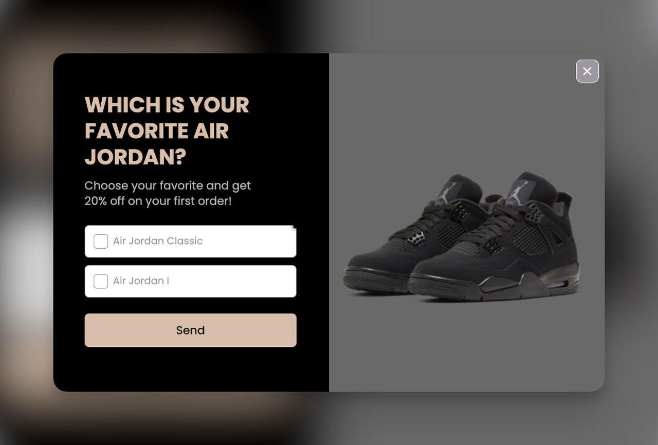 Example of a preference popup survey from Popupsmart