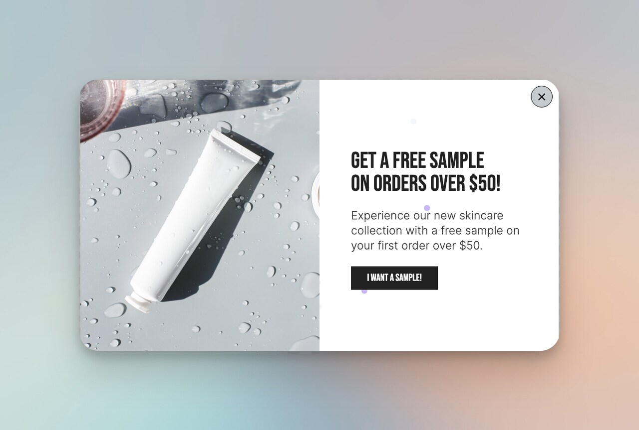 free sample order of Popupsmart