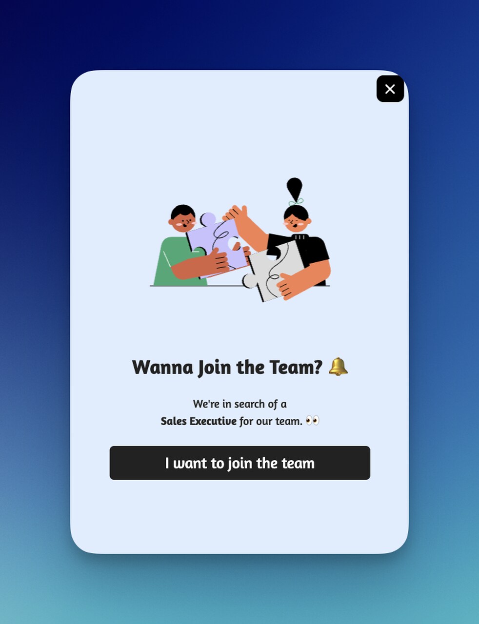 job applications popup of Popupsmart