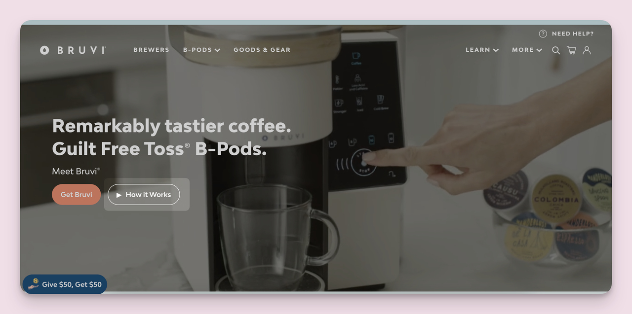 Example of ecommerce lead generation from Bruvi
