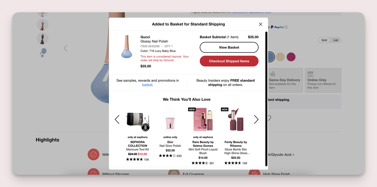Ecommerce lead generation example from Sephora