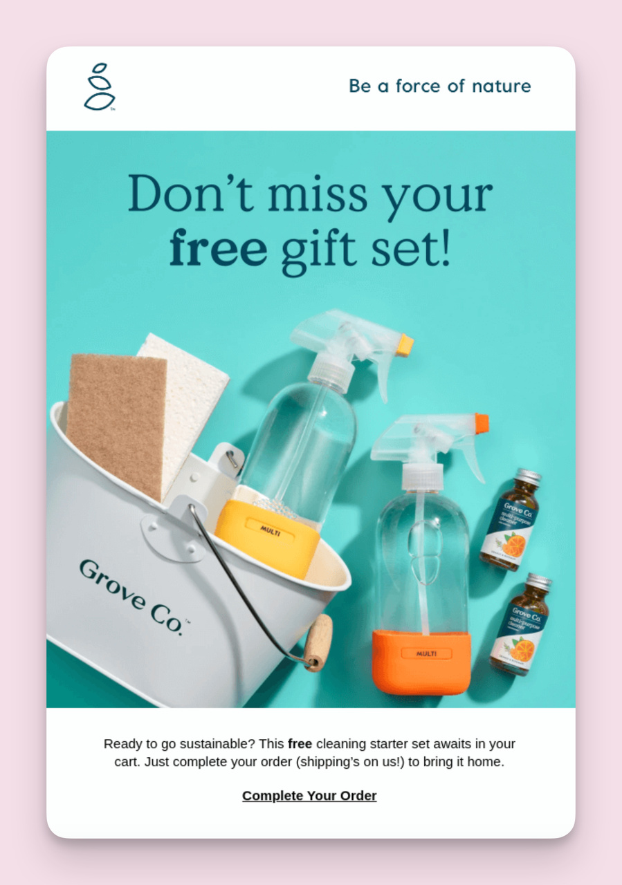 Ecommerce lead generation example from Grove Collaborative