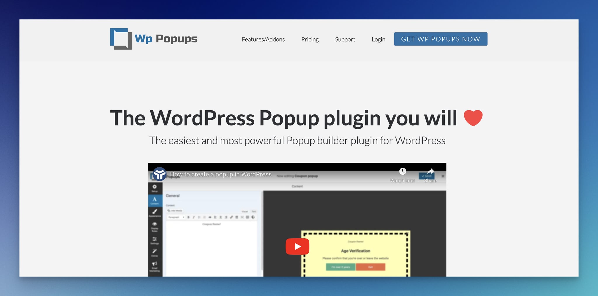 WP Popups, WordPress popup eklentisinin ana sayfası