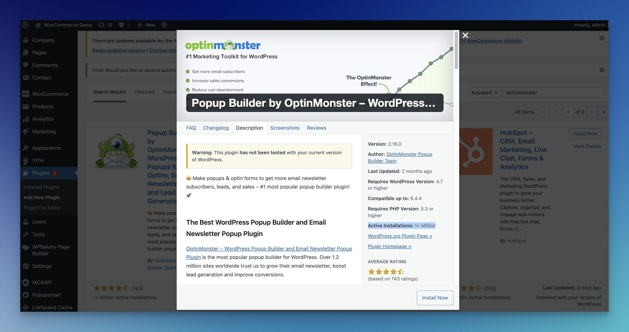 OptinMonster'ın WordPress eklenti detayları