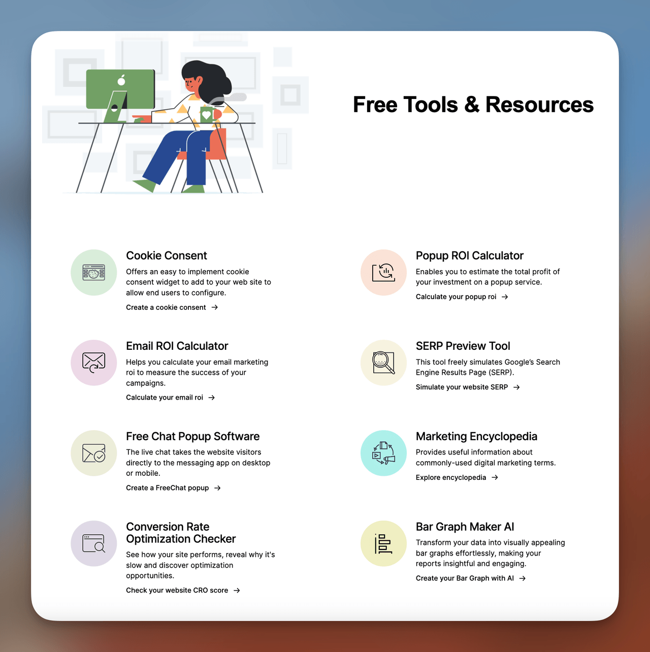 Popupsmart free tools & recources to promote their digital product