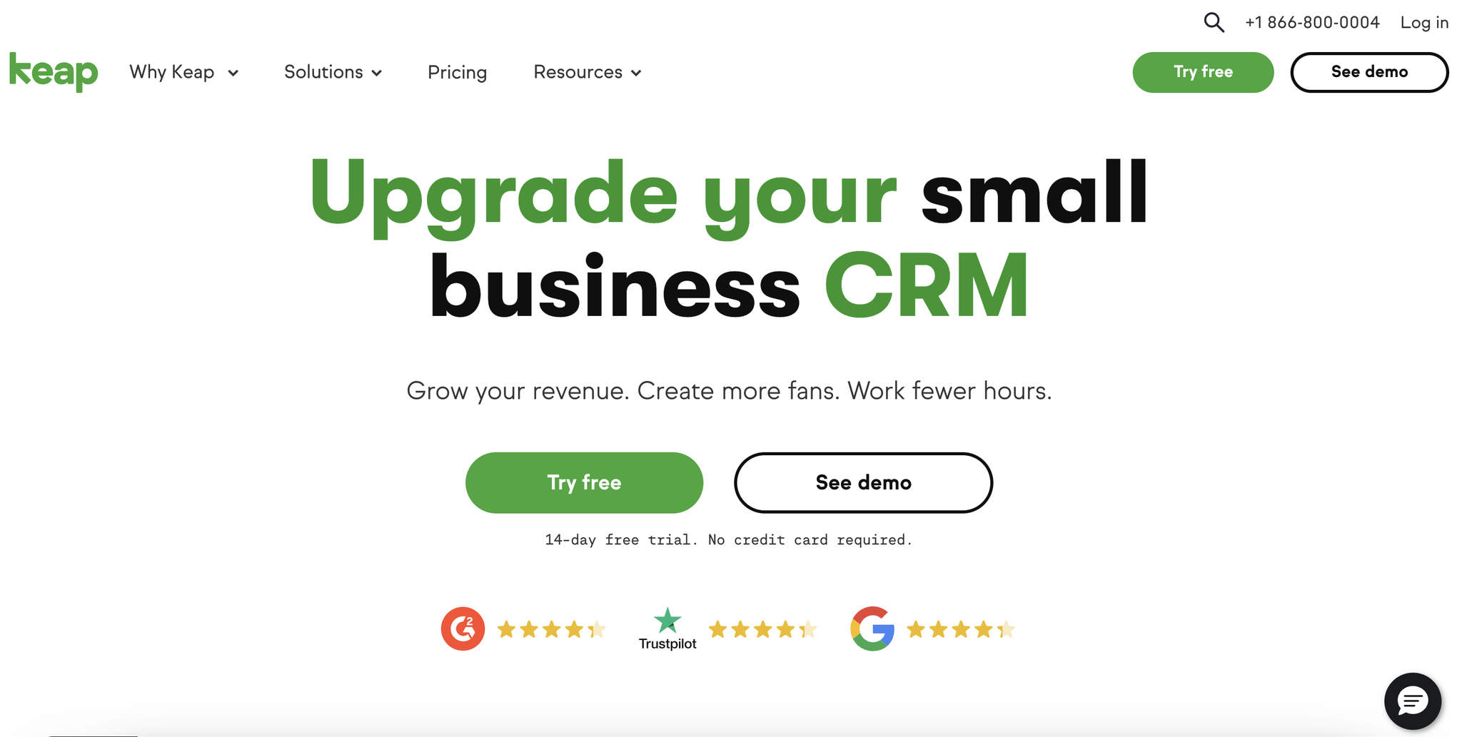 A screenshot of the landing page of Keap, email marketing automation software