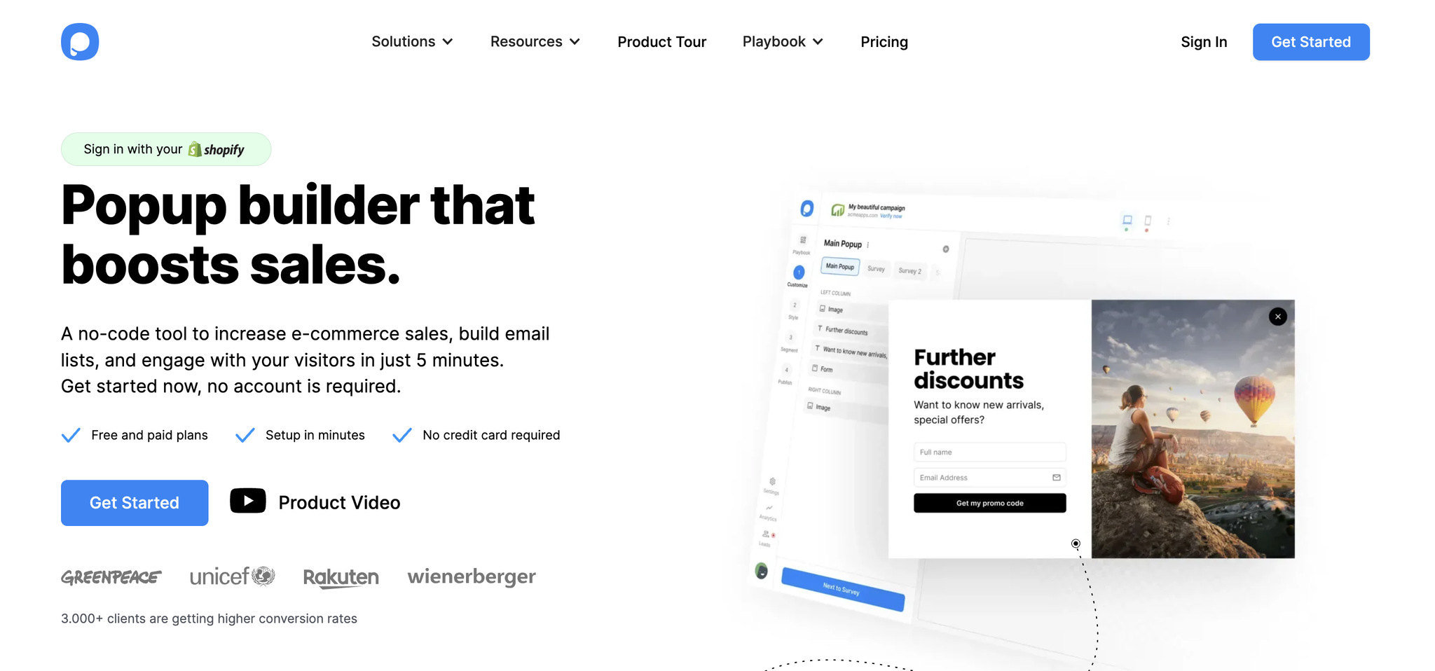 A screenshot of the landing page of Popupsmart, email marketing automation software